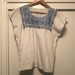 Peasant blouse white and blue